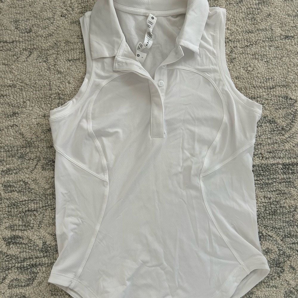 Lululemon White Sleeveless Polo Top